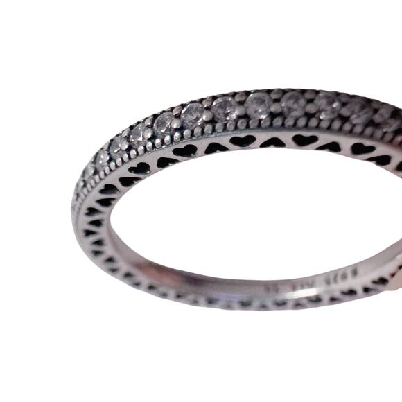 Pandora Sparkle & Hearts Ring Sterling Silver w Cubic Zirconia Stones size 8.5 - Picture 2 of 16